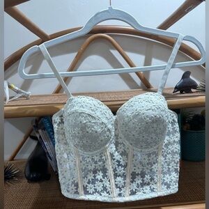 Molly green floral lace half corset